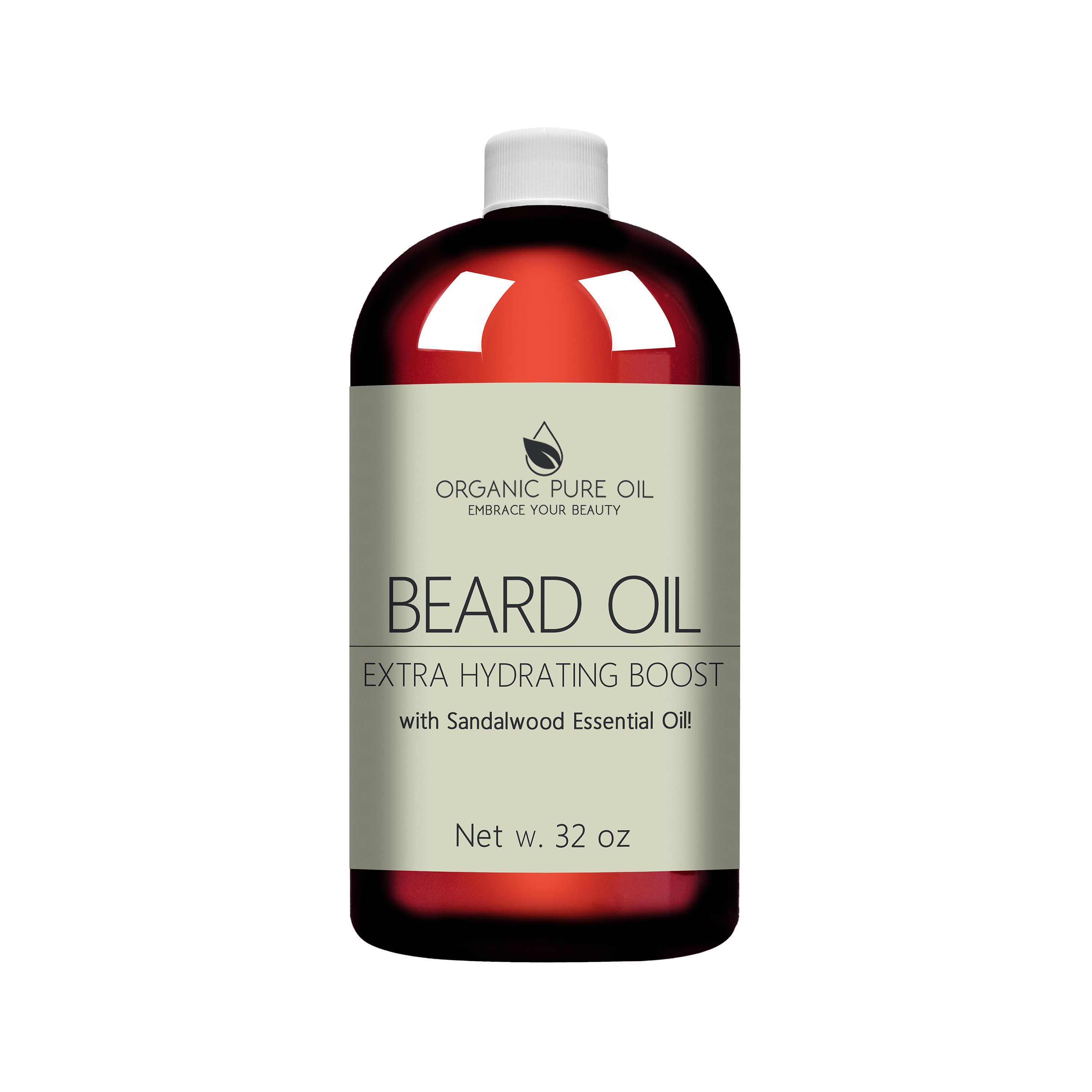 Sandalwood Beard Oil Conditioner 100% Organically Sourced Natural Facial Hair Mustache Lash Brow Conditioning Growth Blend w/ Non-GMO 32 oz