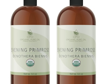 Aceite de onagra orgánico sin refinar del USDA: alto GLA, prensado en frío, portador, cosmético casero - A granel