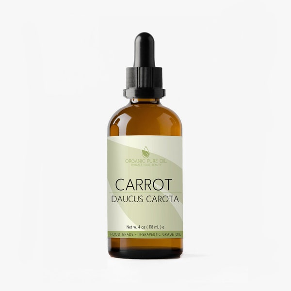 Carrot Seed Oil - 100% Pure, Unrefined, Cold Pressed, Non-GMO, Hexane-Free, Pesticide-Free 4 OZ Glass Skin Hair Nail Care Daucus Carota