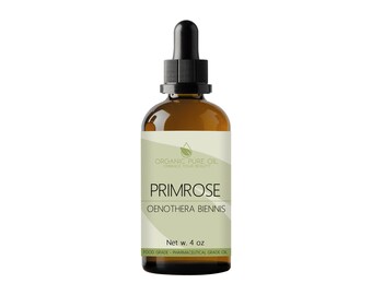 Evening Primrose Oil - 100% Pure, Unrefined, Cold Pressed, Vegan, Natural, Cruelty Free, Non GMO, 4 OZ Amber Glass Skin Hair Nail Face Care