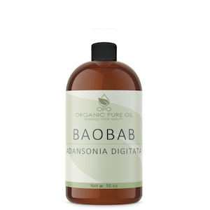 Baobab Oil - 16 oz - Pure Unrefined Cold Pressed Non-GMO Vegan for Hair, Skin, Nails, Face, Body, Mustache, Beard, Brows, DIY
