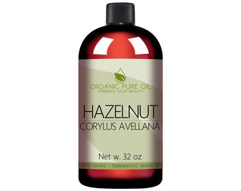 Huile de noisette - 100 % pure, non raffinée, pressée à froid, d'origine biologique, sans OGM, sans cruauté envers les animaux, 32 OZ, qualité salon, cosmétique, vente en gros en vrac