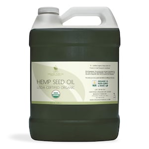 Organic Hemp Seed Oil - USDA Pure Unrefined 128 oz 1 Gal Bulk 8 LB Size DIY Cosmetics Skin Care Hair Body Face Soaps Creams Serums Shampoos