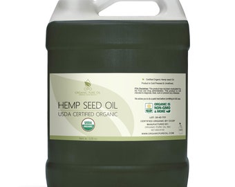 USDA Organic Unrefined Hemp Seed Oil: Cold Pressed, Carrier DIY Cosmetics (1Gal) -Bulk