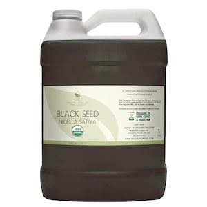 Egyptian Black Seed Oil - USDA Certified Organic - 100% Pure, Unrefined, Bulk 128 oz | 1 Gallon - DIY Skin Care Cosmetics Soap Creams