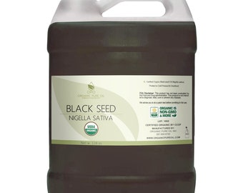 Aceite de semilla negra egipcia orgánico sin refinar, prensado en frío, para cosméticos caseros (1 galón) - A granel