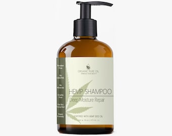 Szampon nawilżający z olejem z nasion konopi: bez siarczanów, bez parabenów, do regeneracji włosów (16 uncji)