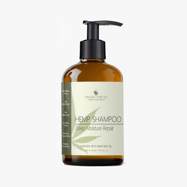 Shampooing hydratant à l'huile de graines de chanvre : réparation capillaire sans sulfate, sans paraben, sans cruauté (16 oz)