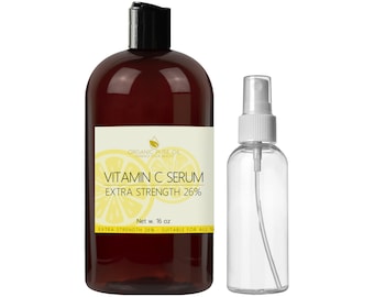 Vitamin C Facial Serum 26%  : Aloe, Collagen, Retinol, Vitamin A, B, E (16oz)