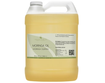 Moringa Oil - 100% Pure, Unrefined, Cold Pressed Virgin Raw Uncut Non GMO Bulk Wholesale Carrier Oil 128 oz 1 Gallon Hair Skin Face Body DIY