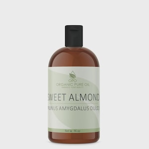 Unrefined Sweet Almond Oil: Hexane-Free, Vegan, Cold Pressed, Carrier DIY Skin & Haircare (4oz - 10Gal) 16 Ounces
