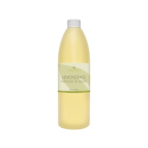 Lemongrass Massage Oil Blend - 100% Organic Sourced Essential Oil Mixture Jojoba Argan Emu Oil Bulk Wholesale Non GMO Hair Skin Body 16 oz