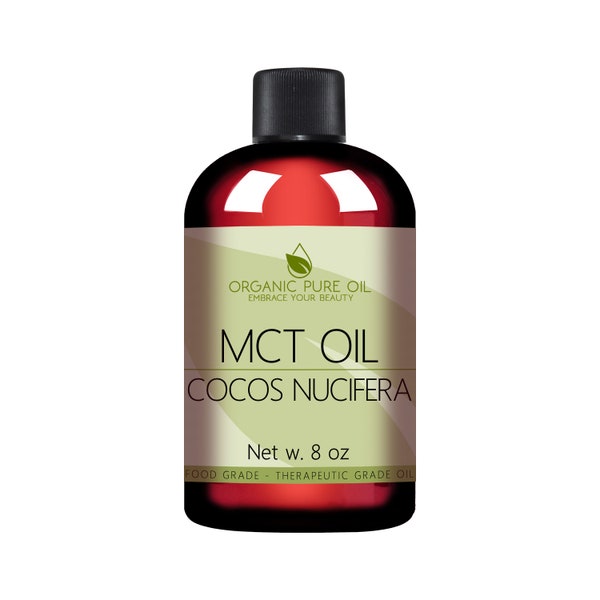 Huile de noix de coco - 100 % pure, fractionnée, triglycérides mono-chaîne MCT naturels d'origine biologique 8 OZ cheveux peau ongles soins du visage cosmétiques