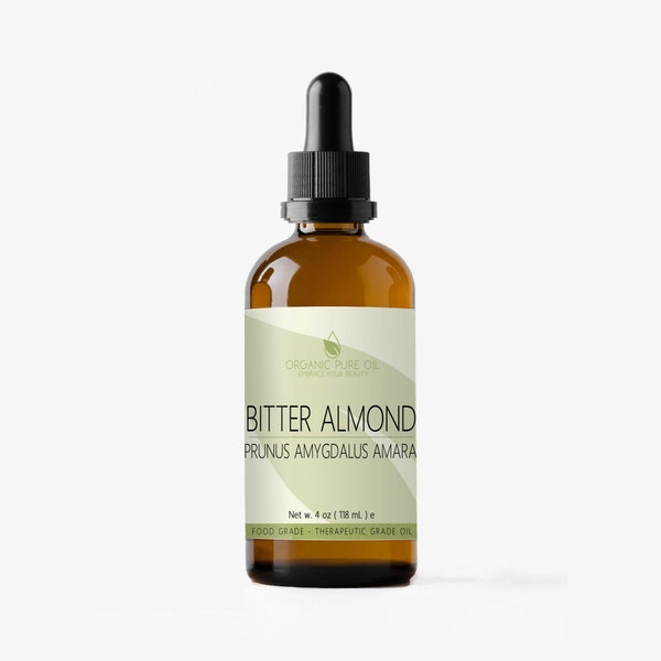 Bitter Almond Oil - 100% Pure, Organically Sourced, All Natural, Non-GMO, Cold Pressed, Unrefined 4 OZ Cosmetic Skin Hair Nail Care Soap