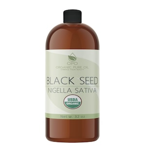 Organic Black Seed Oil - USDA Certified Organic - 100% Organic Pure Unrefined Cold Pressed Egyptian Nigella Sativa Cumin Seed Bulk 32 oz
