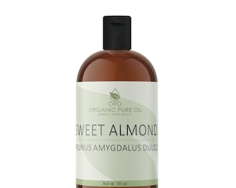Aceite de almendras dulces sin refinar: prensado en frío, sin OMG, hidratante para el cabello y la piel (4 oz - 10 galones)