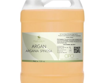Unrefined Moroccan Argan Oil: Partially Filtered, Deodorized, Non-GMO, Cold Pressed (1Gal)-Wholesale