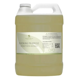 Evening Primrose Oil - Pure Unrefined Cold Pressed Non GMO Uncut Bulk Wholesale Carrier Oil 7LB 1 Gallon 128 oz Hair Skin Face Body DIY