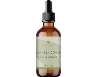 Green Coffee Bean Oil - 100% Pure, Unrefined, Cold Pressed, Vegan, Non-GMO, Pesticide-Free 4 1 OZ Amber Glass DIY Skin Hair Nail Facial Care