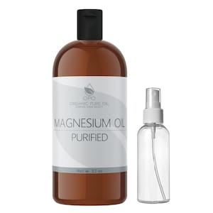 Magnesium Oil Pure, Natural USP Grade, Purified Magnesium Chloride Water Quick Absorbing Deep Tissue Muscle Stress Relief Spray 32 oz