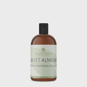Unrefined Sweet Almond Oil: Hexane-Free, Vegan, Cold Pressed, Carrier DIY Skin & Haircare (4oz - 10Gal) 8 Ounces