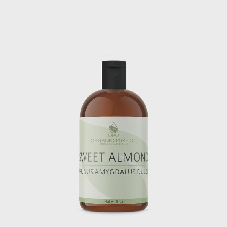 Unrefined Sweet Almond Oil: Hexane-Free, Vegan, Cold Pressed, Carrier DIY Skin & Haircare (4oz - 10Gal) 8 Ounces
