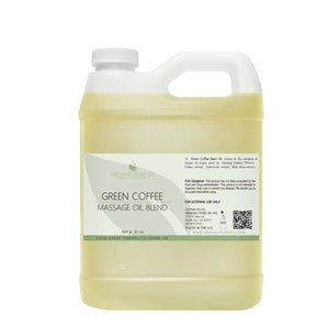 Green Coffee Massage Oil Blend 32 oz Non-GMO Therapeutic Aromatic Mixture for Deep Tissue Muscle Massage Relaxation Bulk Wholesale Vegan