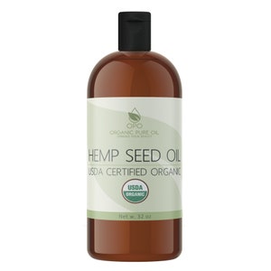 Organic Hemp Seed Oil - 32 oz - USDA Certfified - 100% Pure Unrefined Cold Pressed Carrier Oil for Massage, Skin, Hair, Nails, Body Vegan