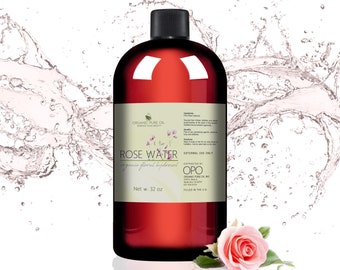 Rose Water Hydrosol - 100% Natural Pure Organically Sourced Steam Distilled Floral Water Facial Toner Cleanser Bulk Refill Non GMO Vegan