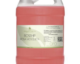 Unrefined Rosehip Oil: Cold Pressed, Rosa Mosqueta, Non-GMO, DIY Skin & Haircare Carrier (4oz - 5Gal)