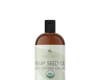 USDA Organic Unrefined Hemp Seed Oil: Cold Pressed, Carrier DIY Massage, Hair & Skincare (8oz)