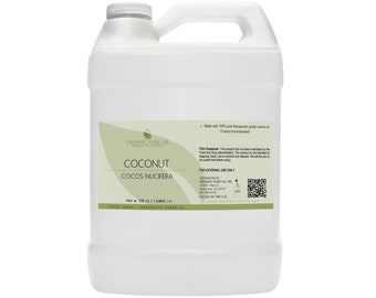 Huile de noix de coco fractionnée – 100 % pure, fractionnée, non coupée, non diluée, 8 livres, 128 oz, 1 gallon, vente en gros, huile de support non parfumée, soins de la peau à faire soi-même.