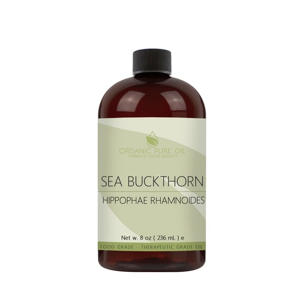 Sea Buckthorn Seed Oil | 100% Pure, Unrefined, Partially Filtered, Cold Pressed, Non-GMO Organically Sourced 8 OZ Skin Hair Body Beard Care