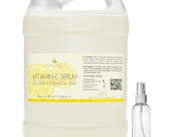 C-vitaminserum 26 % extra starkt + 50 ml sprayflaska: Aloe vera, kollagen, retinol, ansiktsvård (2,5 liter)