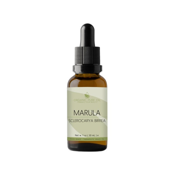 Marula Oil | 100% Pure, Unrefined, Cold Pressed, Non-GMO, Extra Virgin Carrier Oil for Face, Skin, Hair, Body Care - 1 oz Glass & Dropper