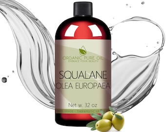 Squalane Oil - 100% Pure Filtered Refined From Olives Bulk Hydrating Carrier for Cosmetic Formulation Skin Care Soap Lotion Shampoo DIY 32oz