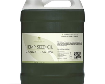 Unrefined Hemp Seed Oil: Cold Pressed, GMO-Free, Hexane-Free, Cosmetic & Soap (1Gal) -Wholesale