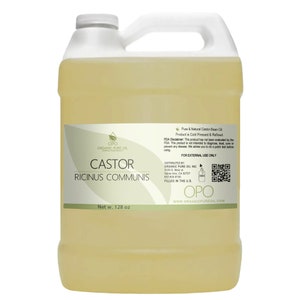 Pure Castor Oil - Pure Refined Cold Pressed Hexane-Free Non-GMO Additive-Free Hair Growth Eyebrows Skin Nails Bulk Wholesale 1 GALLON