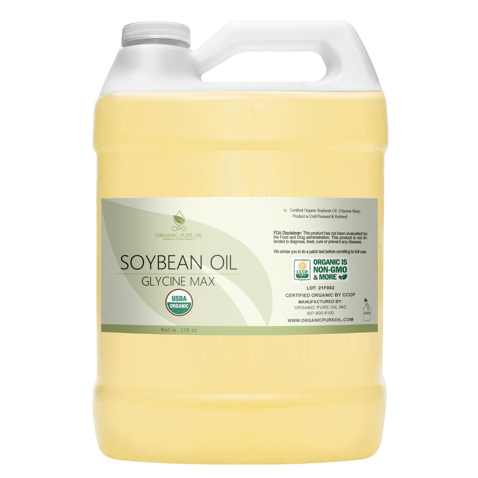 Organic Soybean Oil - 100% Pure USDA Certified Organic Refined Cold Pressed Natural Non-GMO Bulk Carrier Oil for Skin Hair Face DIY Cosmetic