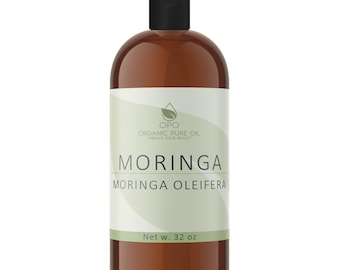 Óleo de semente de moringa não refinado: prensado a frio, sem OGM, vegano, veículo faça você mesmo para cabelo, pele e rosto (32 oz)