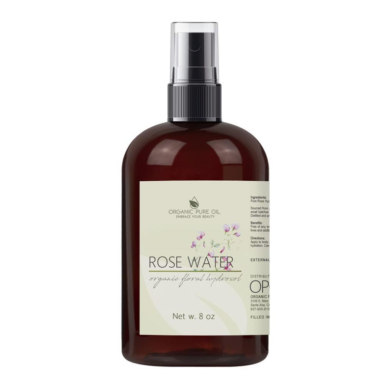 Rose Hydrosol Toner & Cleanser: Steam Distilled, Natural Floral Water, Skincare Preparation (8oz - 5Gal) -Wholesale 8 Ounces