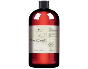 USDA Organic Orange Water Hydrosol: Steam Distilled, Floral Toner, Skin & Body Cleanser (32oz) -Bulk