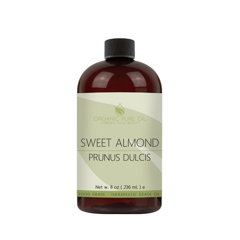 Sweet Almond Oil 100% Pure Unrefined Cold Pressed Hexane-Free Vegan Carrier Wholesale Bulk for Cosmetic Formulation Skin Hair Nails DIY 8 Fluid ounces