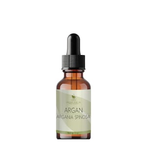 Pure Argan Oil - Moroccan Argan Nuts Pure & Unrefined, Cold Pressed for Hair, Skin, Nails, Non-GMO, 1 oz Glass Dropper Cosmetic Use