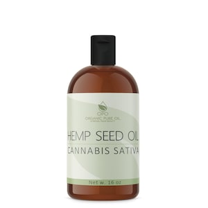 Refined Hemp Seed Oil - Pure Non-GMO 16 oz Cold Pressed Unscented Deodorized Filtered for Cosmetic Formulation Soaps Creams DIY Lotions