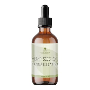 Hemp Seed Oil - 4 oz Glass & Dropper - Pure, Unrefined, Cold Pressed, GMO-Free, Hexane-Free, Vegan Hair Skin Face
