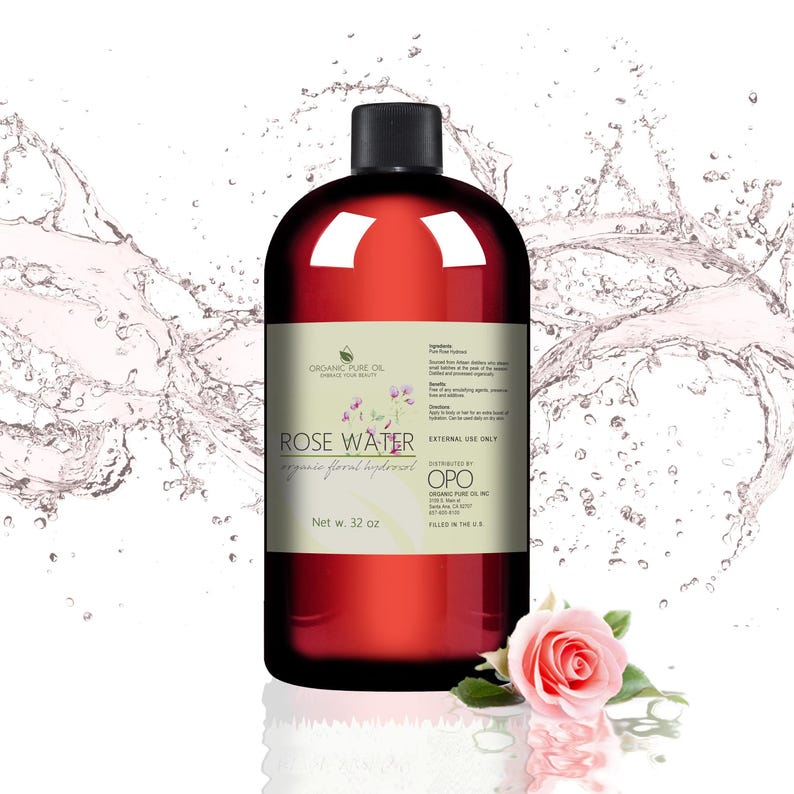 Rose Hydrosol Toner & Cleanser: Steam Distilled, Natural Floral Water, Skincare Preparation (8oz - 5Gal) -Wholesale 32 Ounces