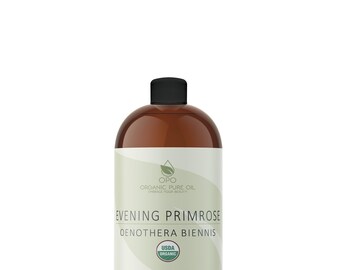 Aceite de onagra orgánico sin refinar del USDA: alto GLA, vegano, prensado en frío, para piel y cabello (a granel)