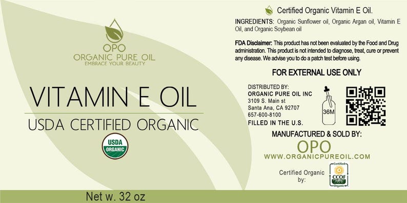 USDA Organic Vitamin E Oil: USDA-Certified, Cruelty-Free, Skin & Hair Care (1oz - 1Gal) -Bulk image 2
