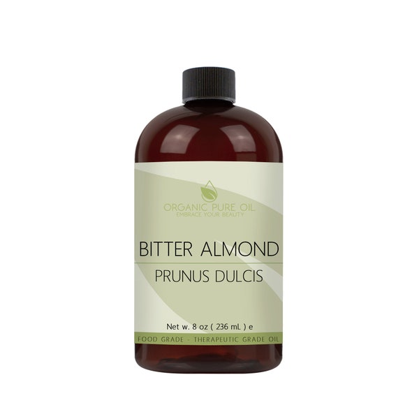 Bitter Almond Oil | 100% Pure, Unrefined, Cold Pressed, Non-GMO Natural Organically Sourced 8 OZ Skin Hair Nail Facial Care Cosmetic Grade A